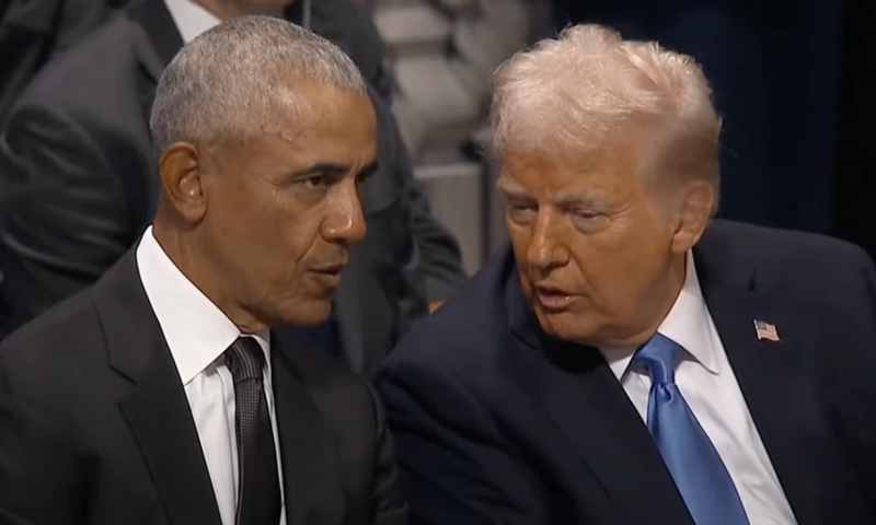 Trump chats with Obama, shakes hands with Pence