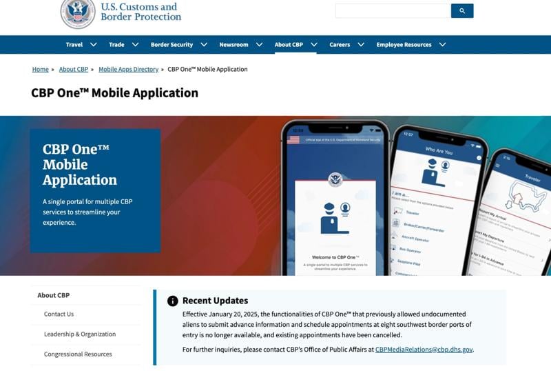 Within minutes of Trump becoming president, CBP phone app terminated