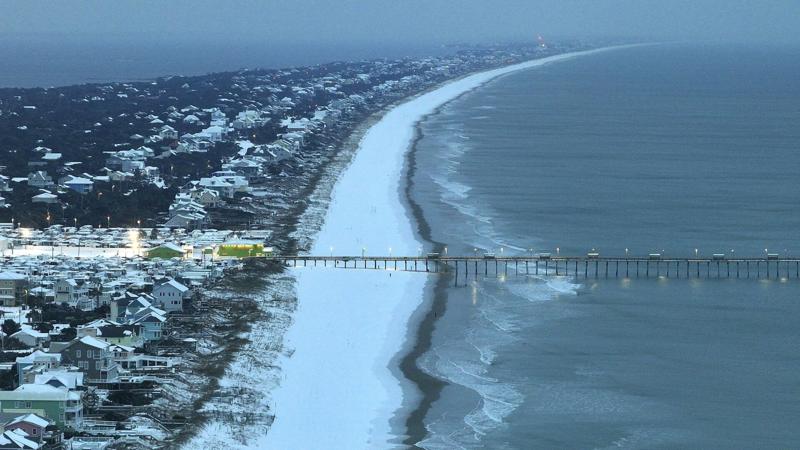 Snow coats North Carolina beaches